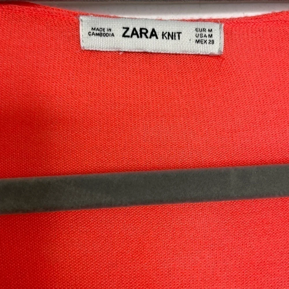 ZARA neon orange pink lightweight slits knit - Picture 5 of 8